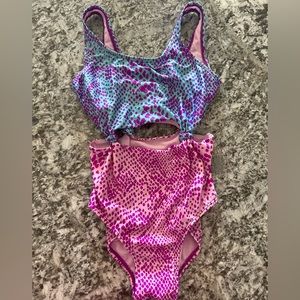 Girls purple & teal swimsuit size 7/8